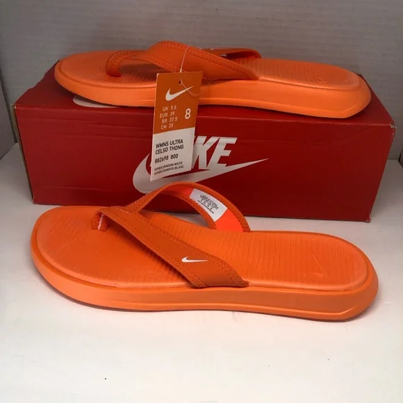 Nike Women's Ultra Celso Thong Sandals Hyper Crimson (Orange) Size 8 - Picture 3 of 4